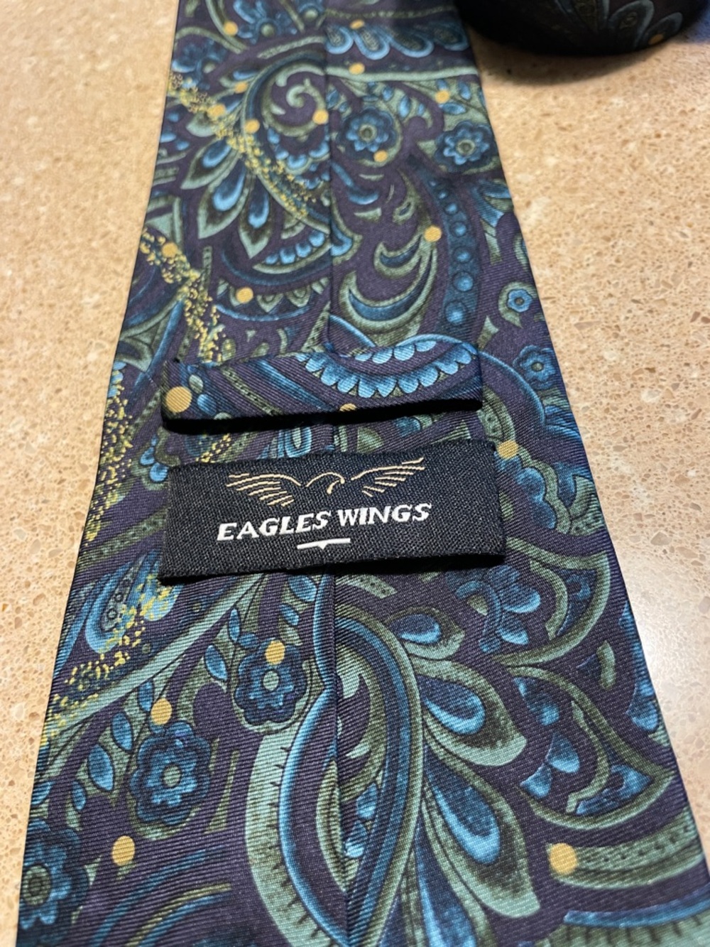 Men's Paisley Three Kings Silk Tie in Blue, Red & Gold - Picture 2 of 6